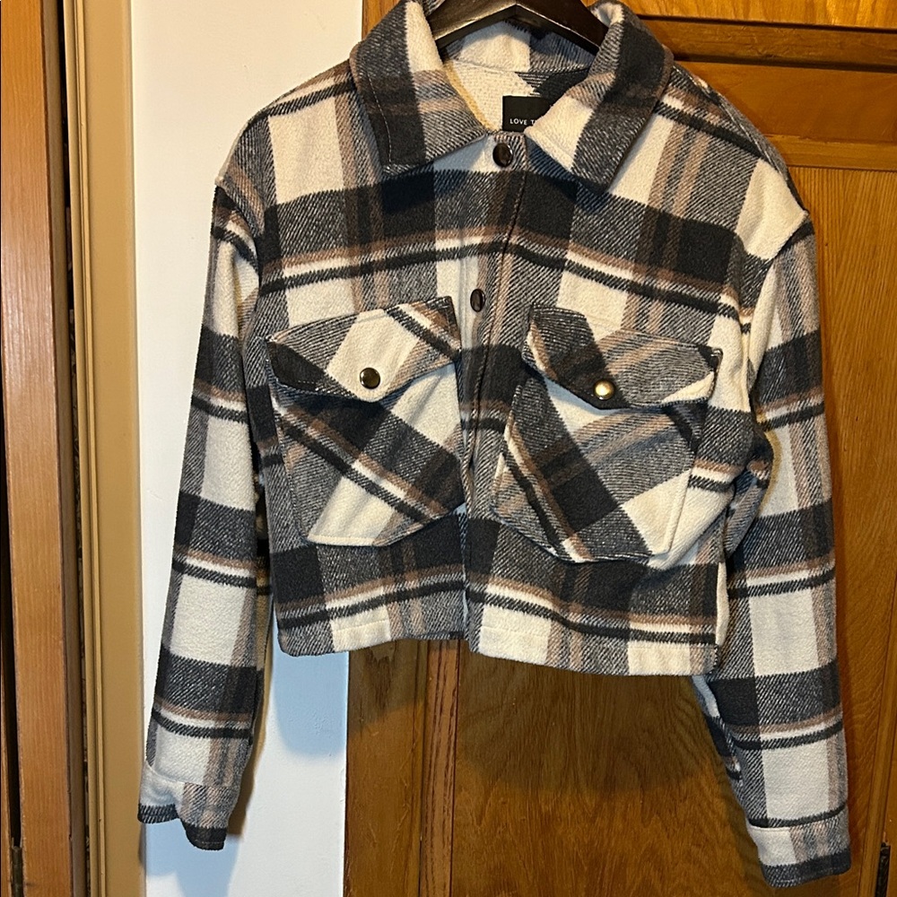 Love Tree plaid cropped Jacket